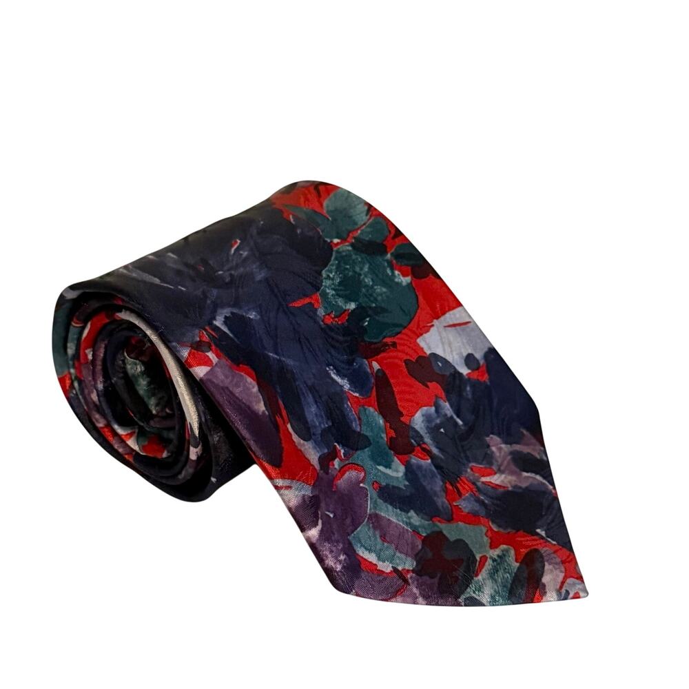 Christian Dior Monsieur Men Necktie Red Abstract Neckwear Maximalist Made in USA